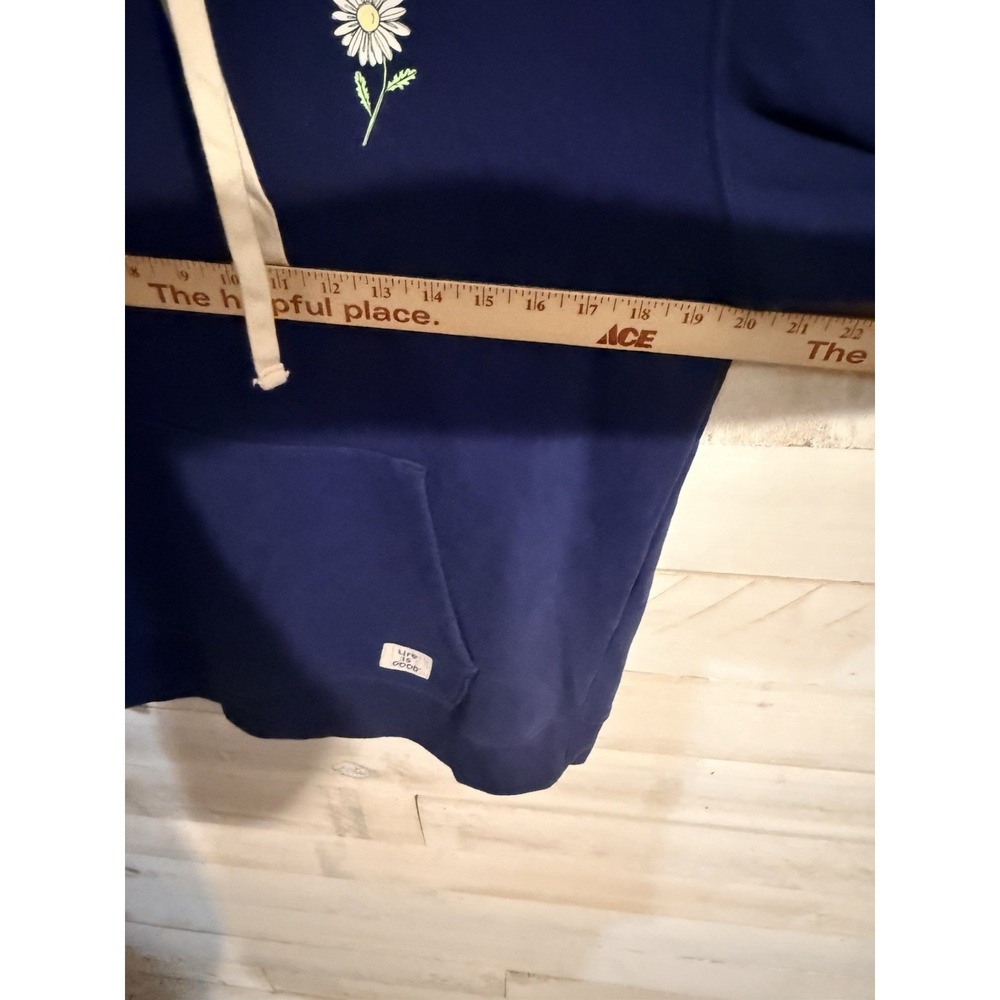 Life Is Good Women's Blue Daisy Flower Hoodie Size Medium Fast Shipping - Picture 4 of 6